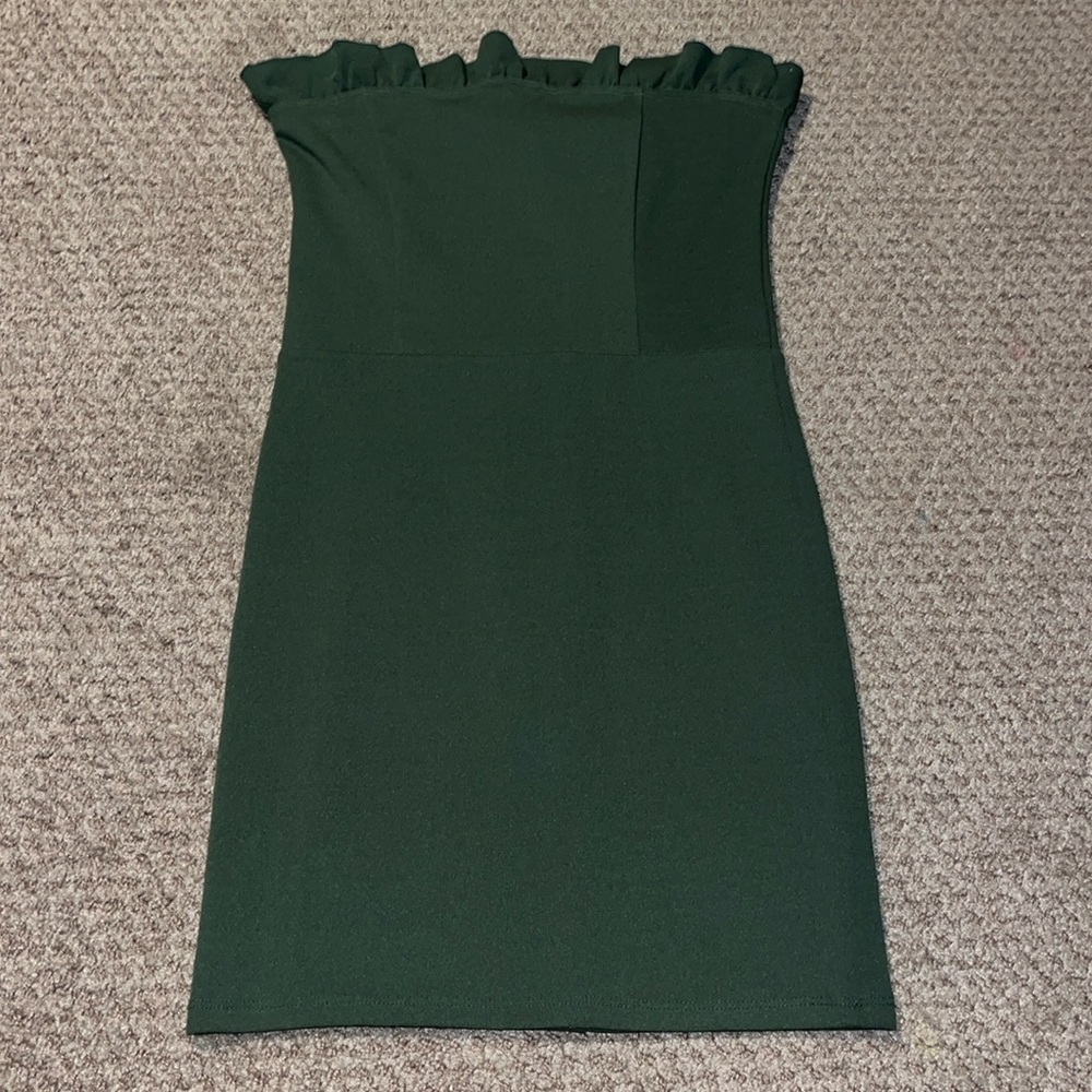 Women’s Olive Green Ruffle Trim Dress